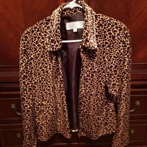 EUC Platinum Leopard Velvet Jacket